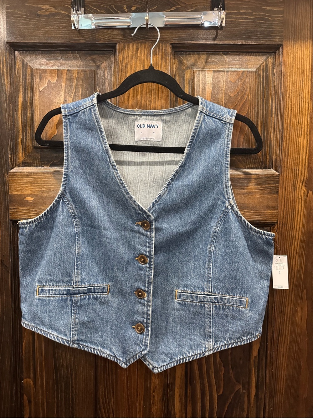 Old Navy Light Blue Denim Vest with Patch Label